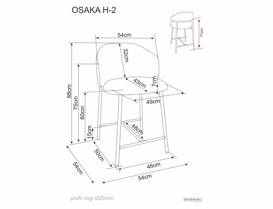 Hoker tapicerowany OSAKA H-2 - beżowy/czarny