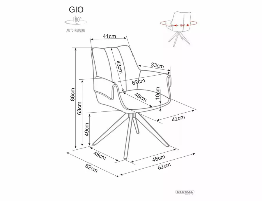 Krzesło obrotowe tapicerowane GIO - szary