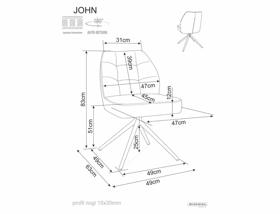 Krzesło obrotowe tapicerowane JOHN Raven - beżowy