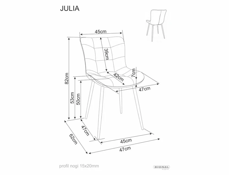 Krzesło tapicerowane pikowane JULIA Brego - cappuccino