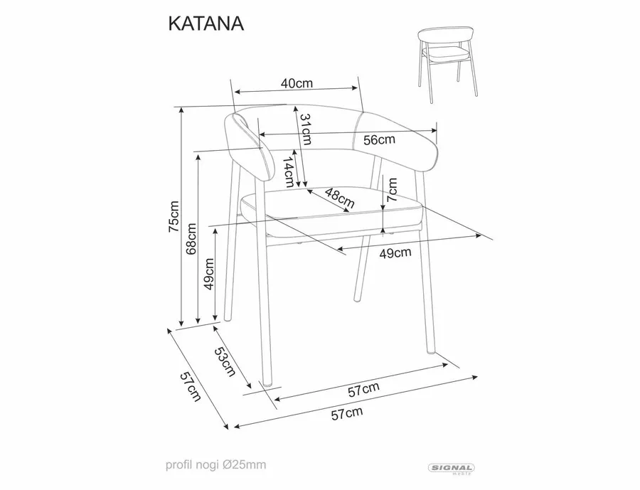 Krzesło tapicerowane z podłokietnikami KATANA - beżowy/czarny