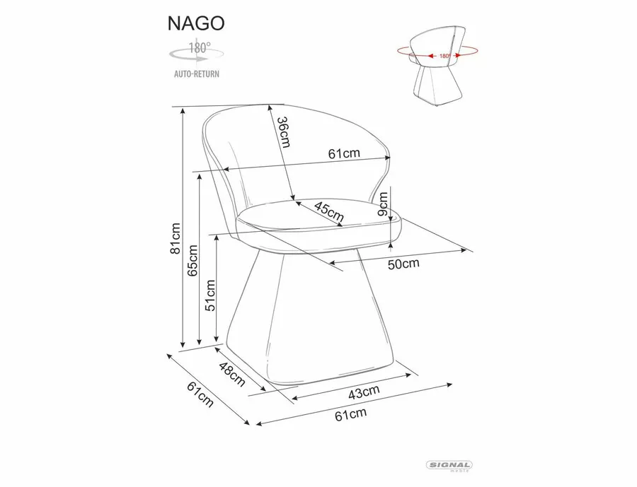 Krzesło obrotowe tapicerowane NAGO Noelle - szary