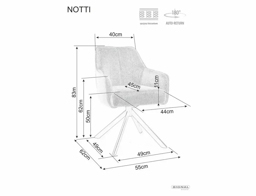 Krzesło obrotowe tapicerowane NOTTI Leo - szary Leo 07
