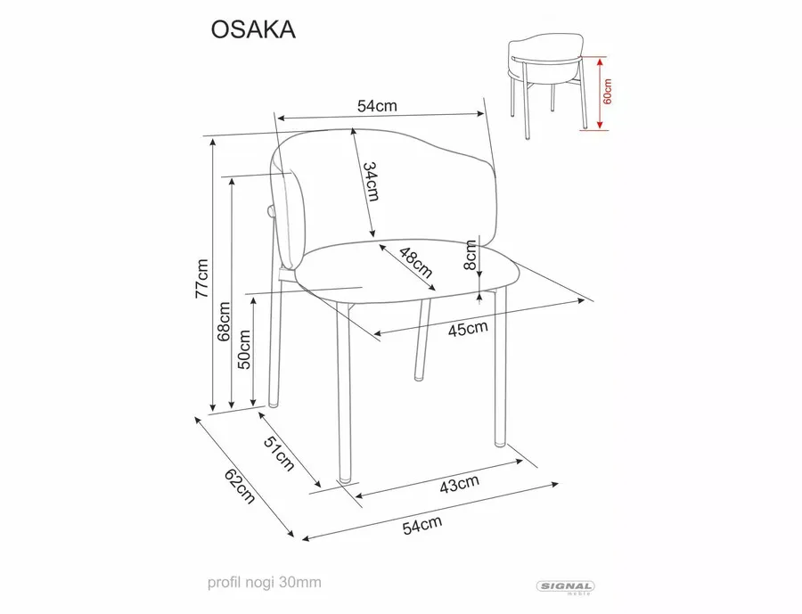 Krzesło tapicerowane z podłokietnikami OSAKA D - beżowy/orzech