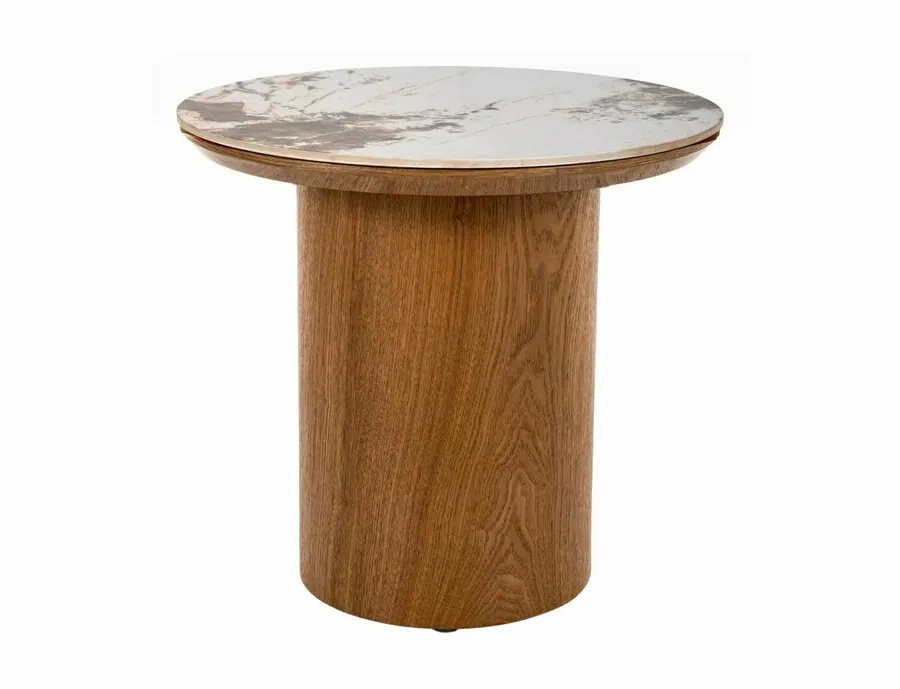 Ława RONDO 45 cm - biały pandoro/dąb