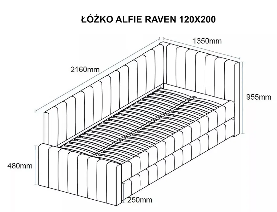 Łóżko ALFIE Raven 120x200 - ciemny beżowy Raven 30