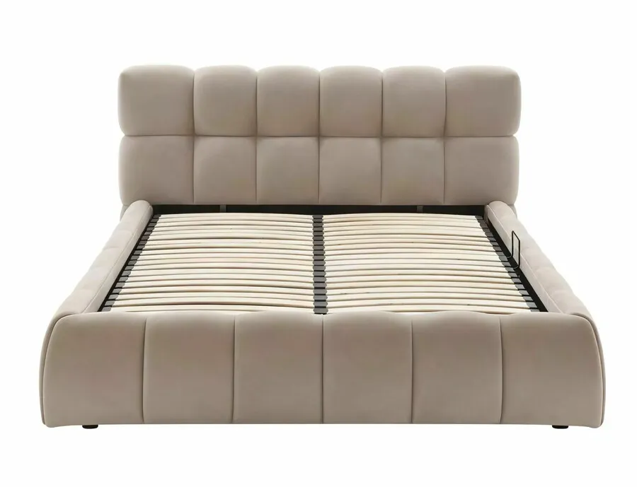 Łóżko z pojemnikiem PARMA Velvet 140x200 - ciemny beżowy Bluvel 40