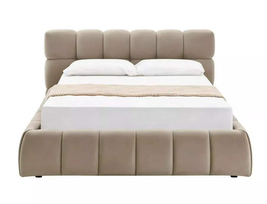 Łóżko z pojemnikiem PARMA Velvet 160x200 - ciemny beżowy Bluvel 40