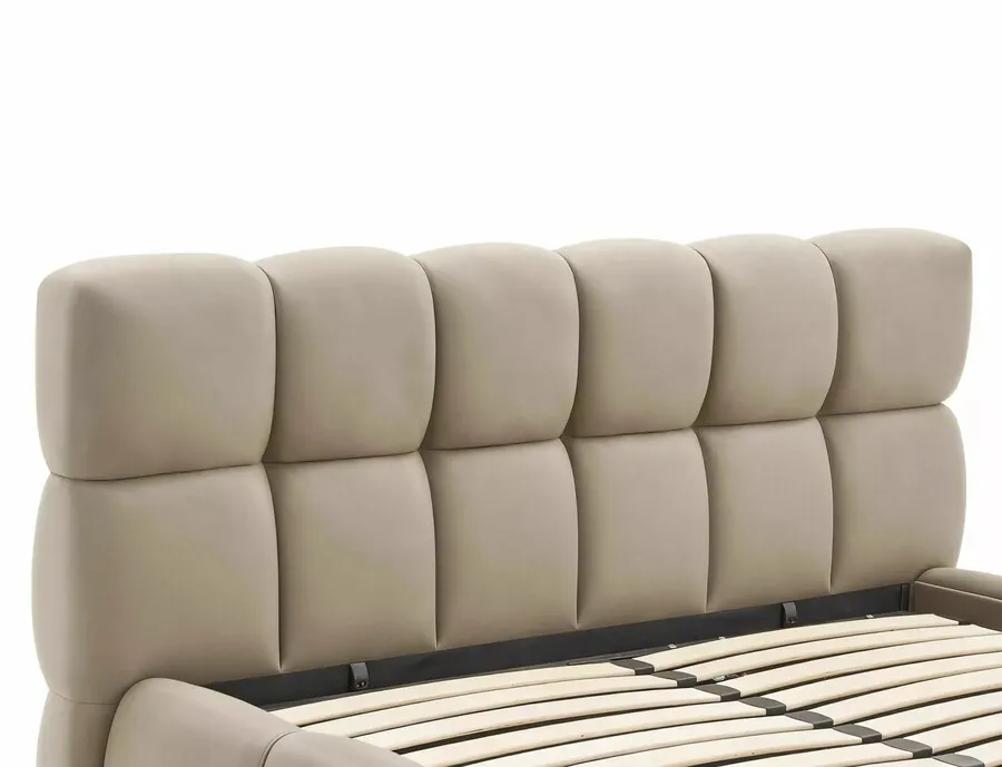 Łóżko z pojemnikiem PARMA Velvet 160x200 - ciemny beżowy Bluvel 40
