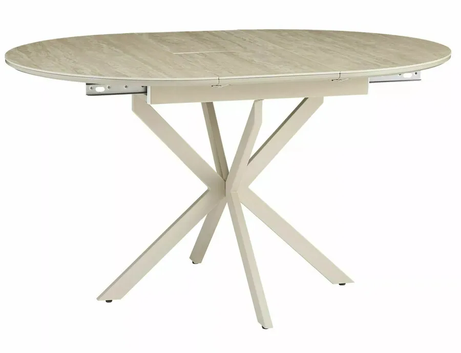 Stół okrągły rozkładany GASTON CERAMIC 100/135x100 - beż połysk/kaszmir