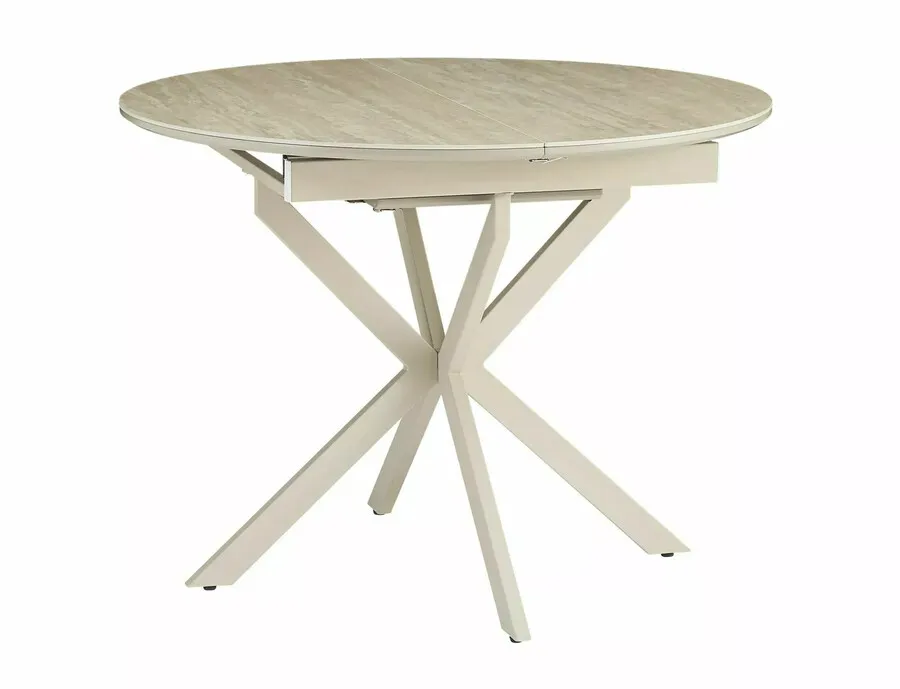 Stół okrągły rozkładany GASTON CERAMIC 100/135x100 - beż połysk/kaszmir