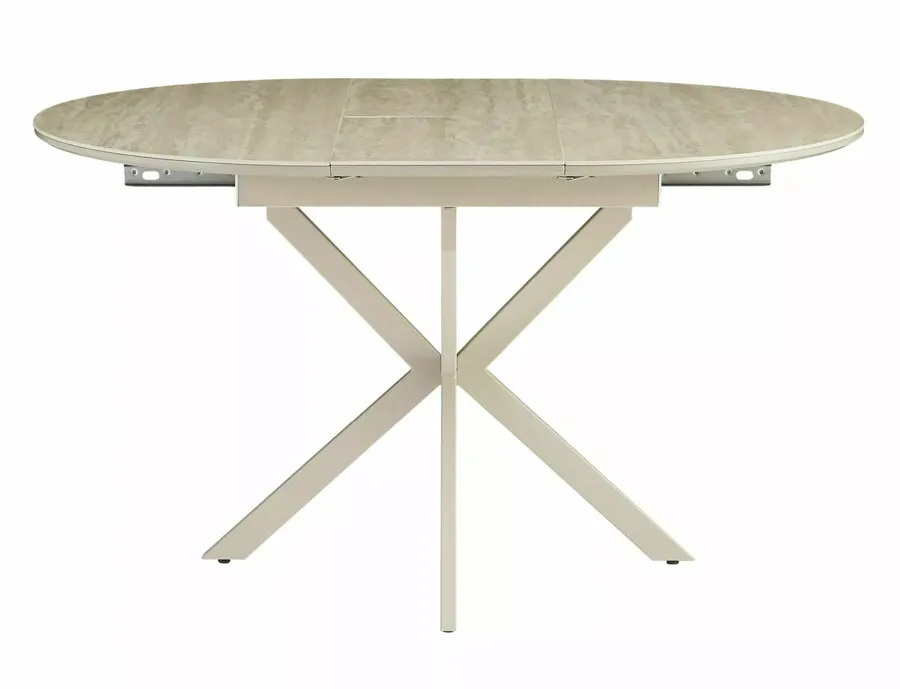 Stół okrągły rozkładany GASTON CERAMIC 100/135x100 - beż połysk/kaszmir