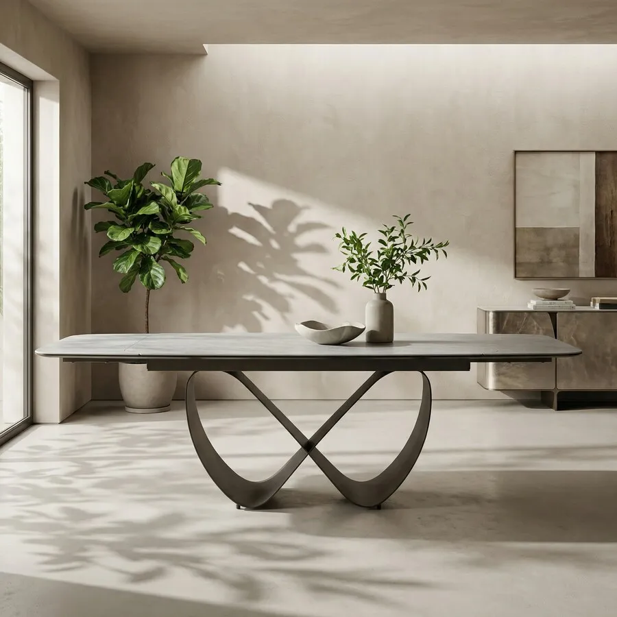 Stół rozkładany INFINITY CERAMIC 160/240x95 - beżowy/miedziany