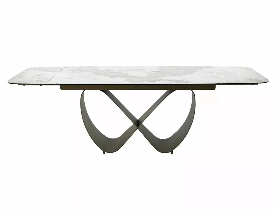Stół rozkładany INFINITY CERAMIC 160/240x95 - biały połysk/miedziany