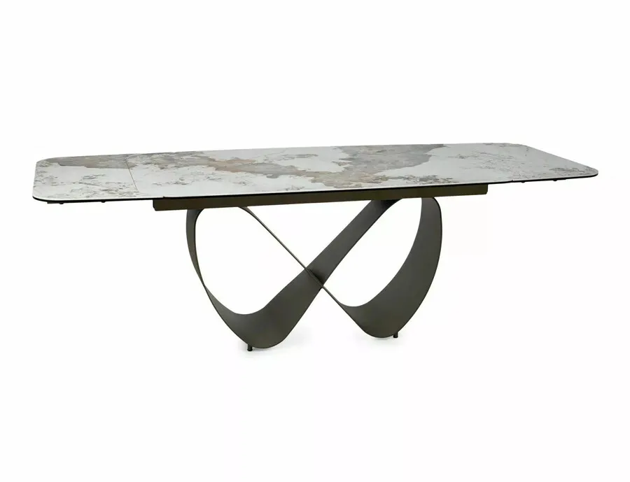 Stół rozkładany INFINITY CERAMIC 160/240x95 - biały połysk/miedziany