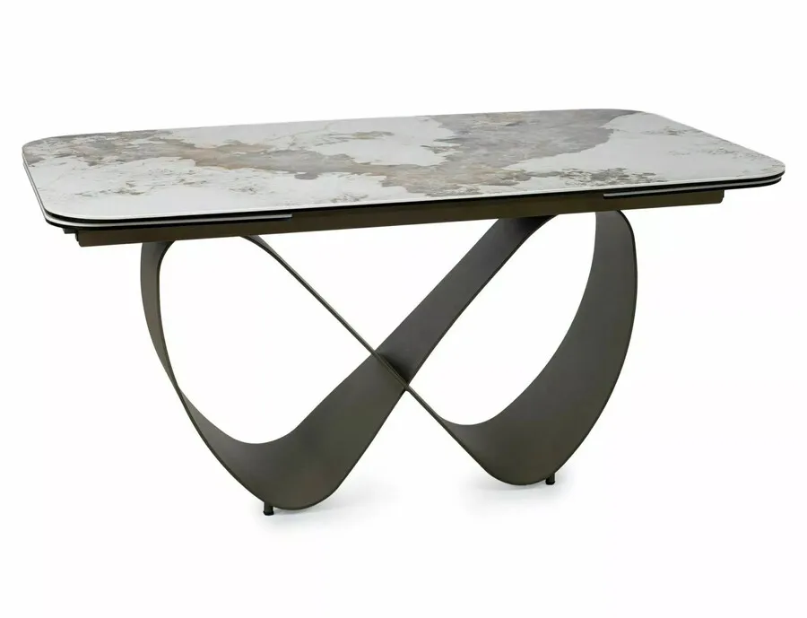Stół rozkładany INFINITY CERAMIC 160/240x95 - biały połysk/miedziany