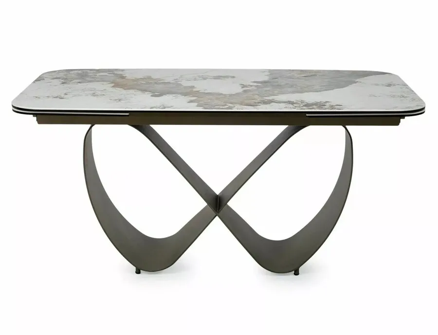 Stół rozkładany INFINITY CERAMIC 160/240x95 - biały połysk/miedziany