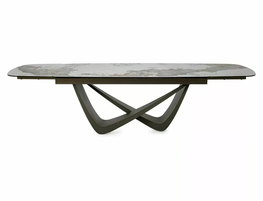 Stół rozkładany MARANELLO CERAMIC 200/290x98 - biały połysk/miedziany
