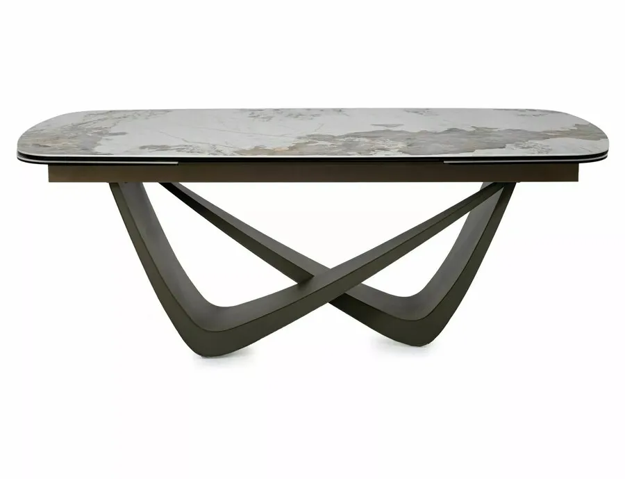 Stół rozkładany MARANELLO CERAMIC 200/290x98 - biały połysk/miedziany