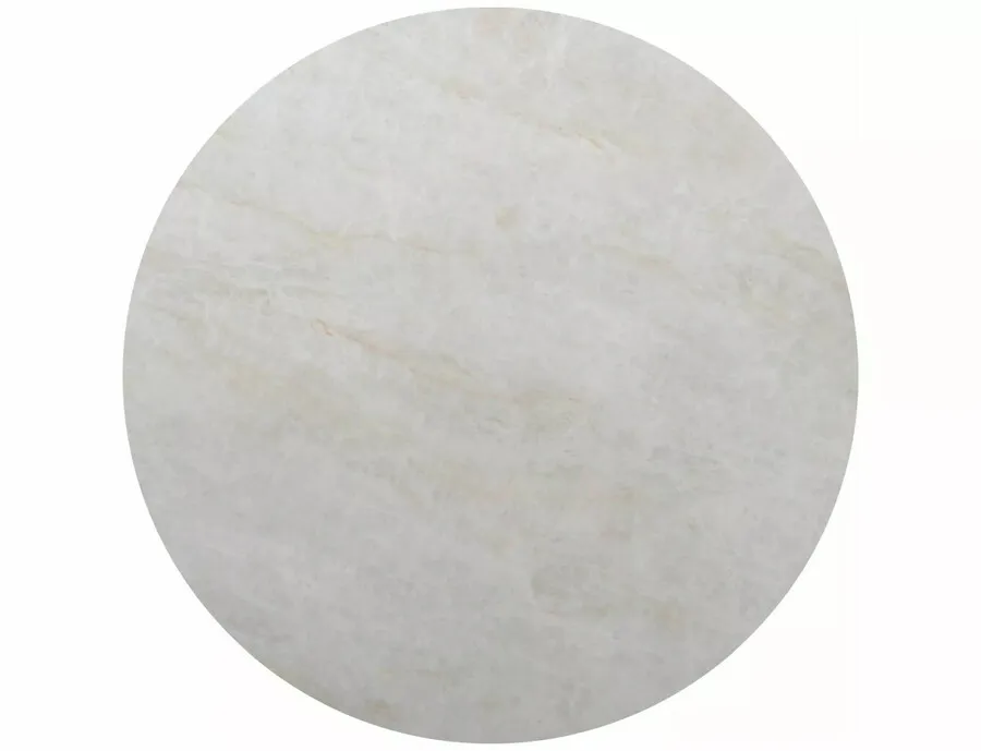 Stół okrągły rozkładany PORTO CERAMIC 120/160x120 - beż połysk/czarny
