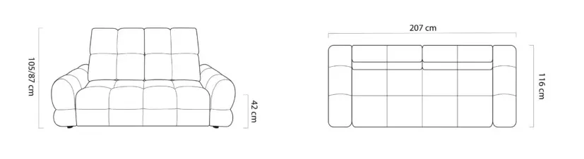 Sofa 3-osobowa TOLLO 3E z wysuwanym siedziskiem