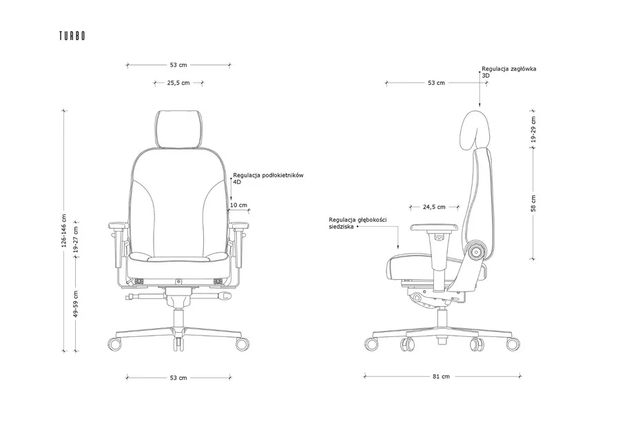 Fotel biurowy TURBO - czarny TW-AE-01H