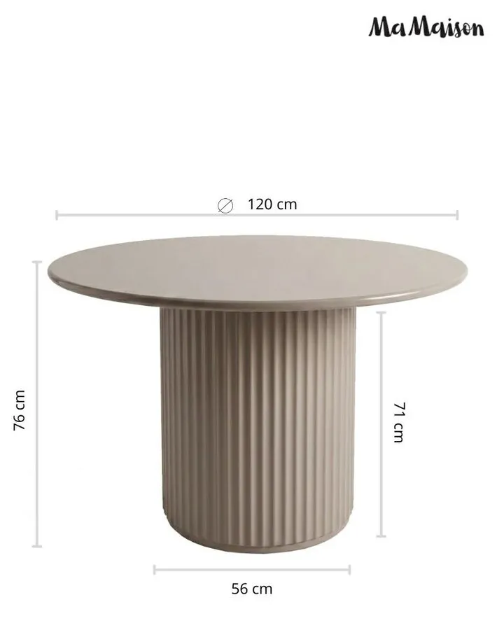 Stół okrągły CREOLE 120 cm - beżowy