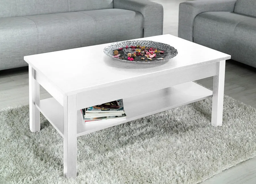 Ława z półką HIGH GLOSSY FURNITURE - biały
