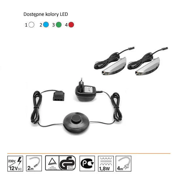 Oświetlenie 2 LED czerwone High Glossy Furniture