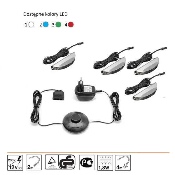 Oświetlenie 4 LED zielone High Glossy Furniture