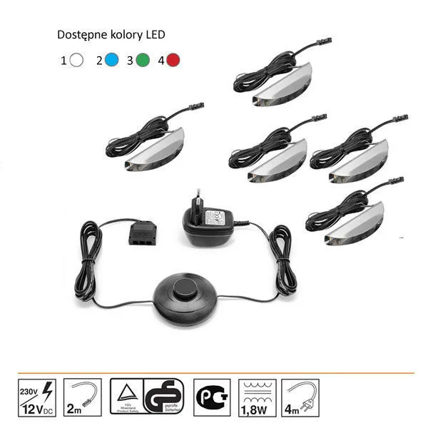 Oświetlenie 5 LED białe High Glossy Furniture