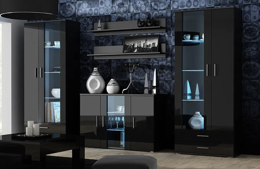 Komoda SIMPLE 3D - czarny połysk