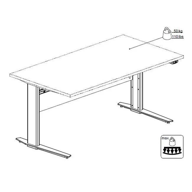 Biurko PRIMA 150 z elektryczną regulacją nóg - dąb/biały