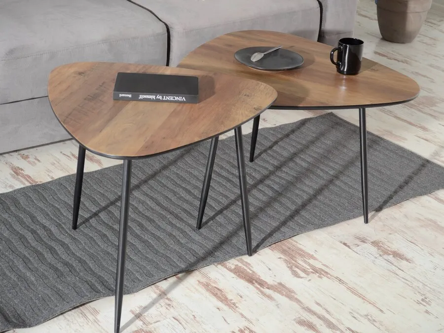 Zestaw 2 stolików kawowych ROSIN XL+S - orzech