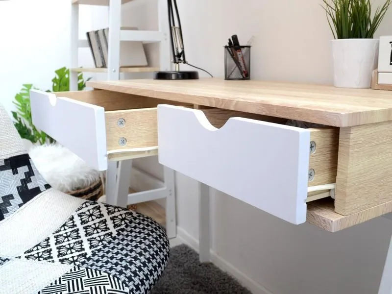 MAŁE BIURKO W STYLU MINIMALISTYCZNYM LUND DĄB SONOMA-BIEL