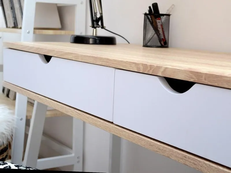 MAŁE BIURKO W STYLU MINIMALISTYCZNYM LUND DĄB SONOMA-BIEL
