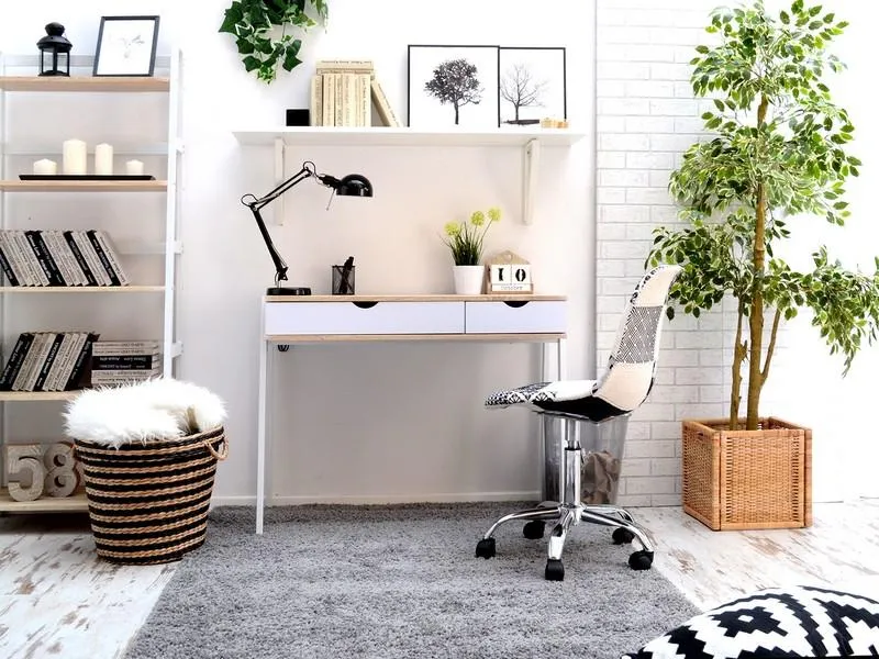 MAŁE BIURKO W STYLU MINIMALISTYCZNYM LUND DĄB SONOMA-BIEL
