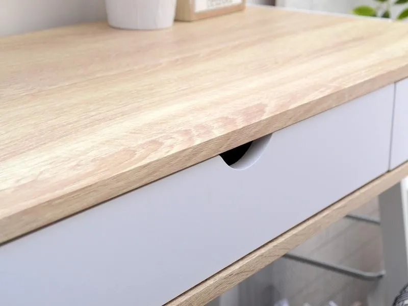 MAŁE BIURKO W STYLU MINIMALISTYCZNYM LUND DĄB SONOMA-BIEL