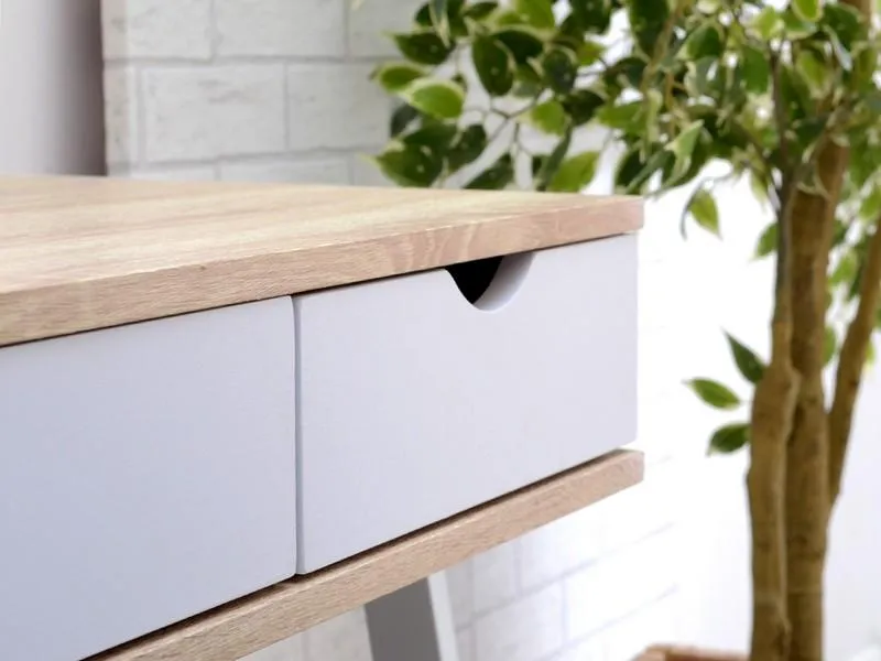 MAŁE BIURKO W STYLU MINIMALISTYCZNYM LUND DĄB SONOMA-BIEL
