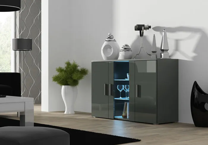 Komoda SIMPLE 3D - szary połysk