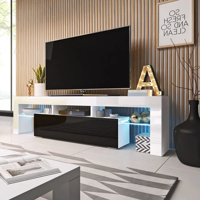 Szafka RTV TORONTO 158 cm - biały/czarny