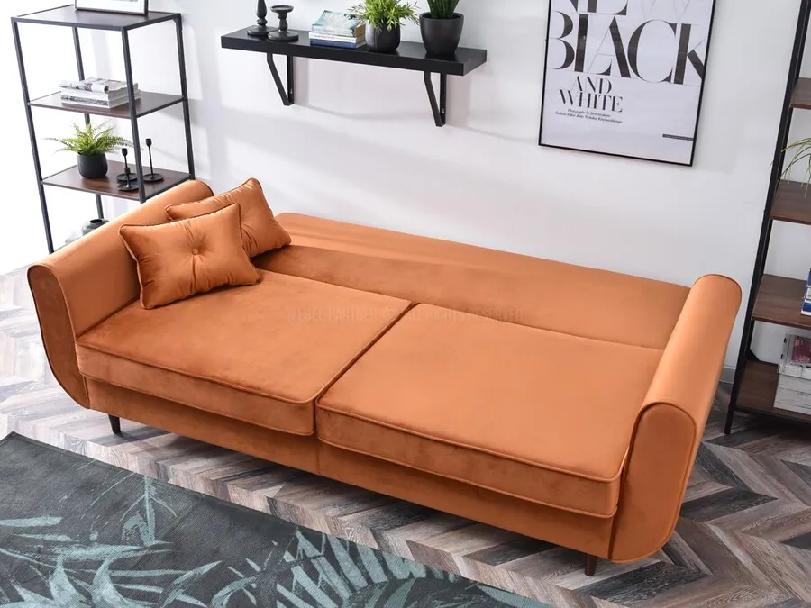 Sofa rozkładana BLINK - miedziany/orzech