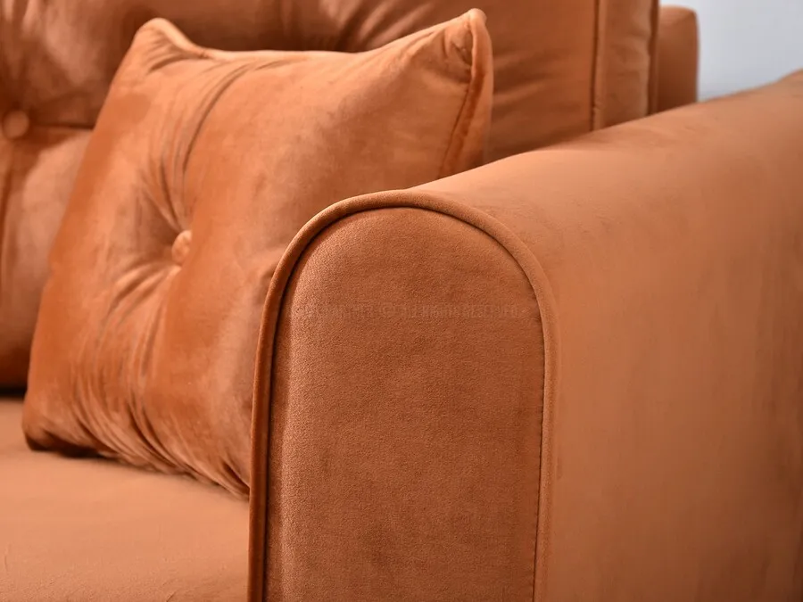 Sofa rozkładana BLINK - miedziany/orzech