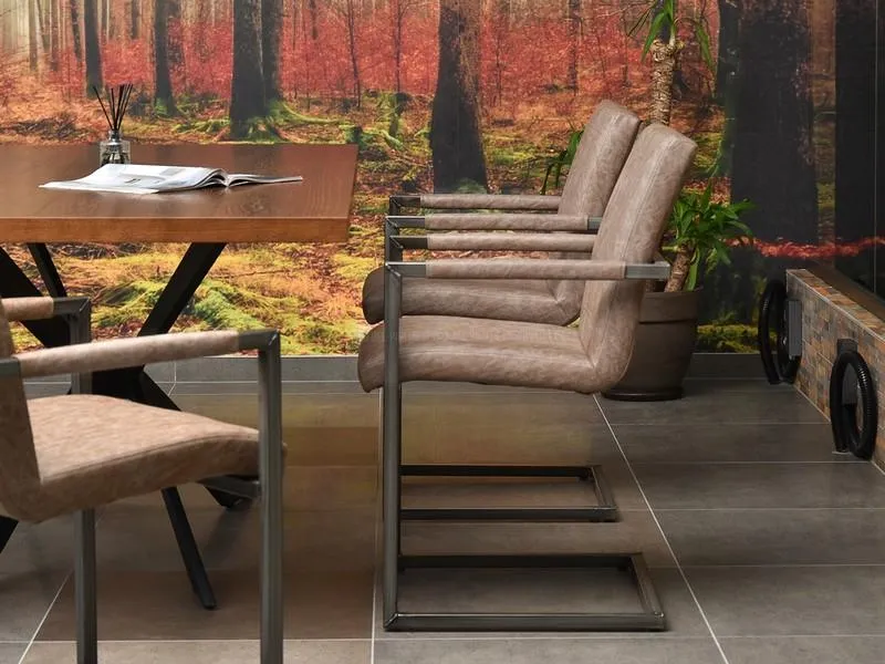 STALOWE KRZESŁO W STYLU LOFT NA PŁOZACH KIATO BRĄZOWE