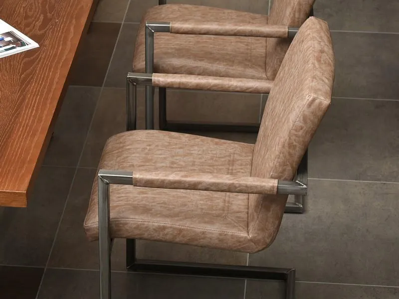 STALOWE KRZESŁO W STYLU LOFT NA PŁOZACH KIATO BRĄZOWE