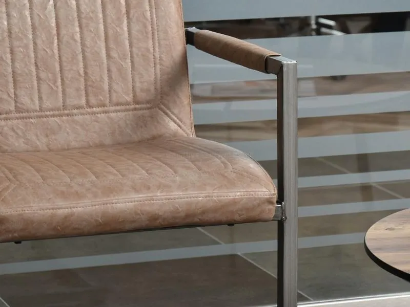 STALOWE KRZESŁO W STYLU LOFT NA PŁOZACH KIATO BRĄZOWE