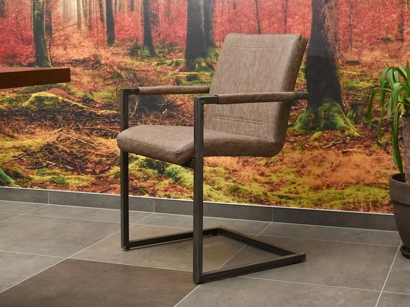 STALOWE KRZESŁO W STYLU LOFT NA PŁOZACH KIATO BRĄZOWE