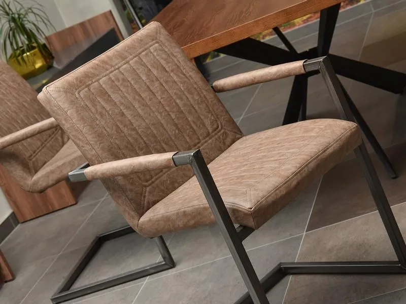 STALOWE KRZESŁO W STYLU LOFT NA PŁOZACH KIATO BRĄZOWE