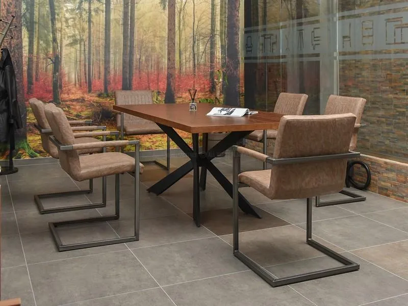 STALOWE KRZESŁO W STYLU LOFT NA PŁOZACH KIATO BRĄZOWE
