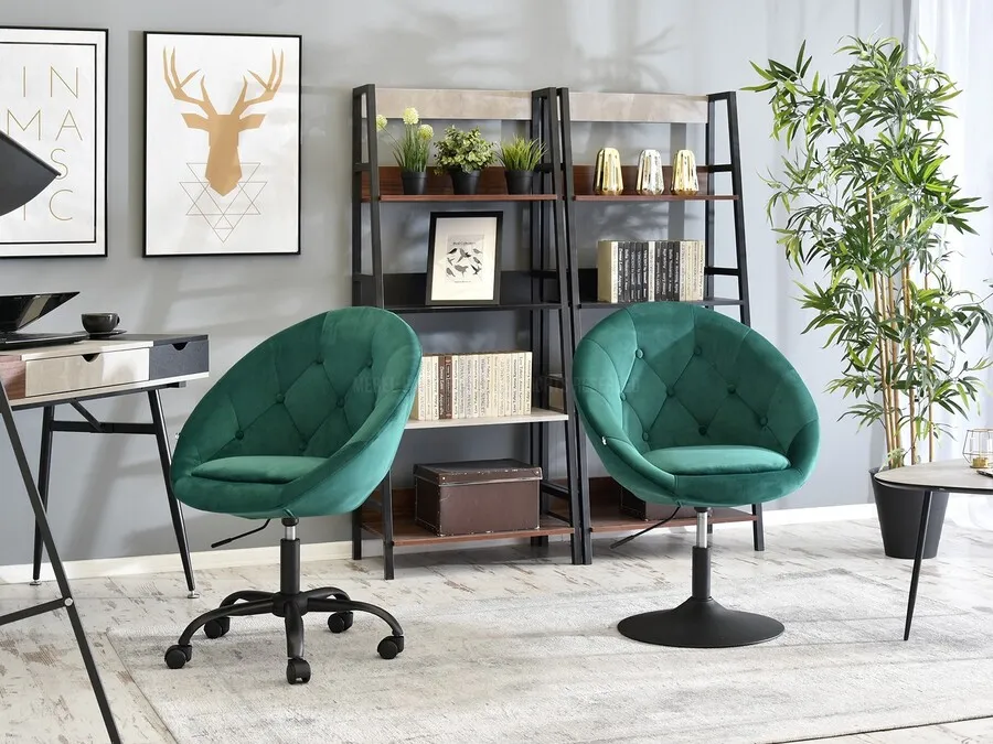 Fotel welurowy LOUNGE 4 - zielony/czarny